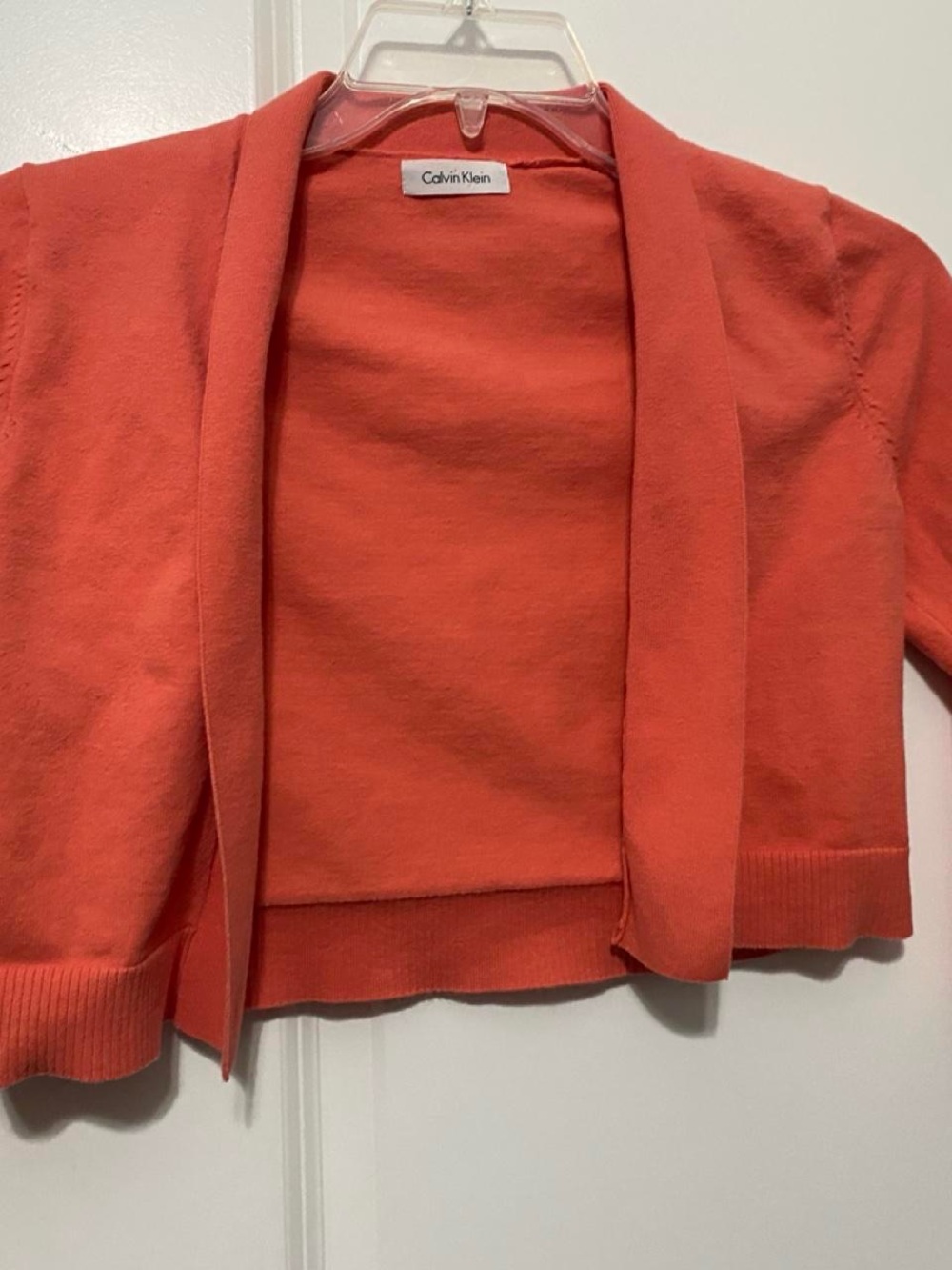Calvin Klein Women's Open-Front Cropped Cardigan - Coral Orange